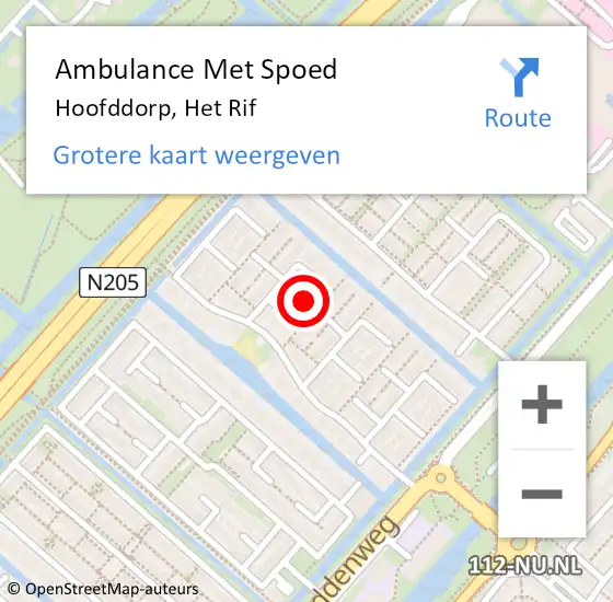 Locatie op kaart van de 112 melding: Ambulance Met Spoed Naar Hoofddorp, Het Rif op 2 februari 2023 15:55