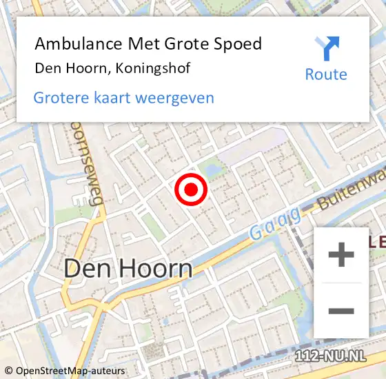 Locatie op kaart van de 112 melding: Ambulance Met Grote Spoed Naar Den Hoorn, Koningshof op 2 februari 2023 15:59