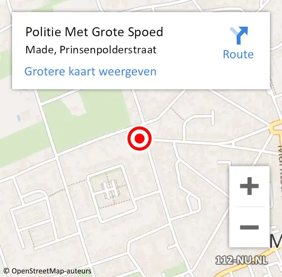 Locatie op kaart van de 112 melding: Politie Met Grote Spoed Naar Made, Prinsenpolderstraat op 2 februari 2023 16:20