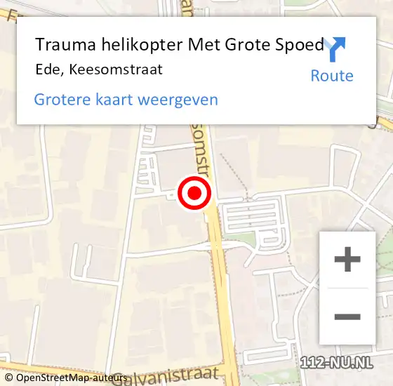 Locatie op kaart van de 112 melding: Trauma helikopter Met Grote Spoed Naar Ede, Keesomstraat op 2 februari 2023 16:26