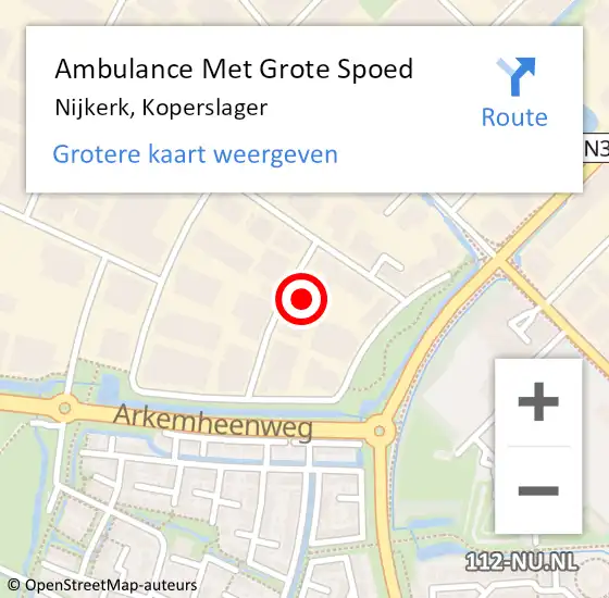 Locatie op kaart van de 112 melding: Ambulance Met Grote Spoed Naar Nijkerk, Koperslager op 11 oktober 2013 13:53