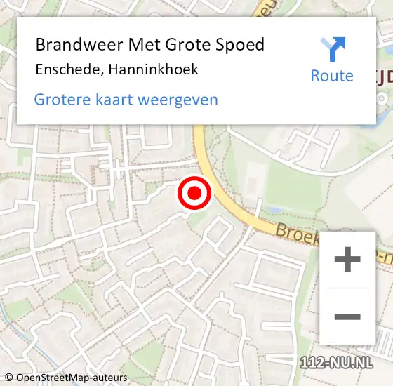 Locatie op kaart van de 112 melding: Brandweer Met Grote Spoed Naar Enschede, Hanninkhoek op 2 februari 2023 16:35