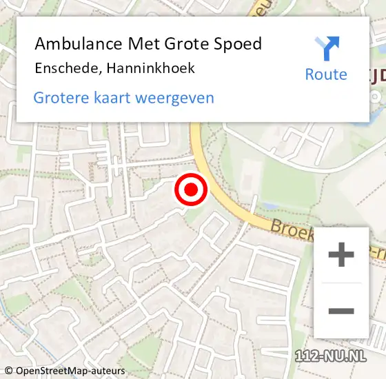 Locatie op kaart van de 112 melding: Ambulance Met Grote Spoed Naar Enschede, Hanninkhoek op 2 februari 2023 16:45