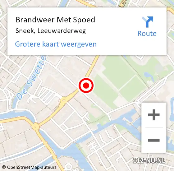 Locatie op kaart van de 112 melding: Brandweer Met Spoed Naar Sneek, Leeuwarderweg op 2 februari 2023 16:53