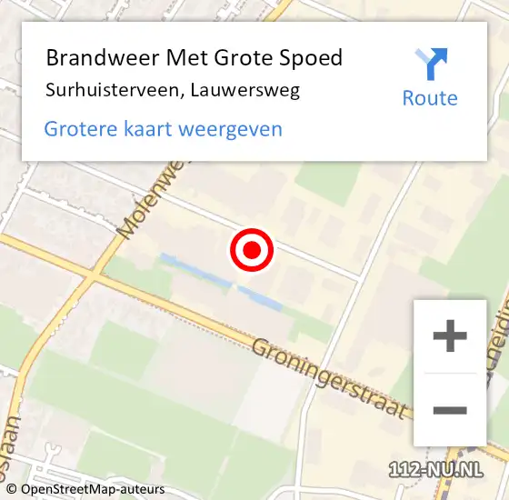 Locatie op kaart van de 112 melding: Brandweer Met Grote Spoed Naar Surhuisterveen, Lauwersweg op 2 februari 2023 17:08