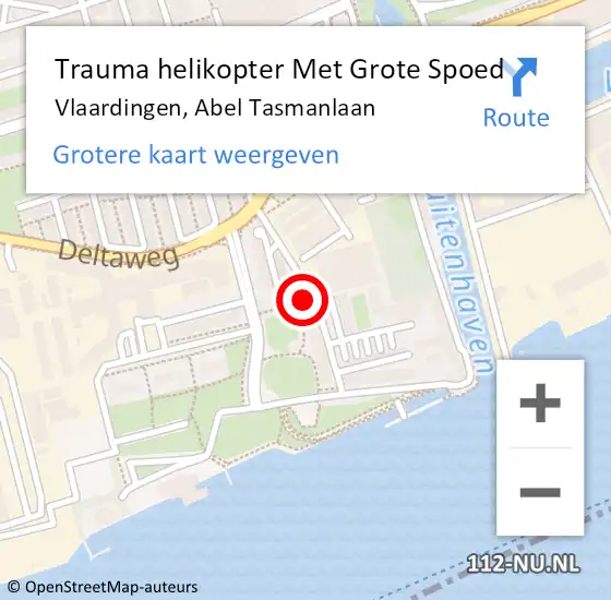 Locatie op kaart van de 112 melding: Trauma helikopter Met Grote Spoed Naar Vlaardingen, Abel Tasmanlaan op 2 februari 2023 17:40