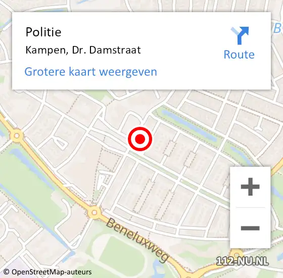 Locatie op kaart van de 112 melding: Politie Kampen, Dr. Damstraat op 2 februari 2023 18:18