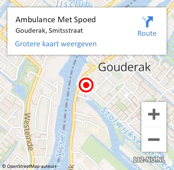 Locatie op kaart van de 112 melding: Ambulance Met Spoed Naar Gouderak, Smitsstraat op 2 februari 2023 18:25
