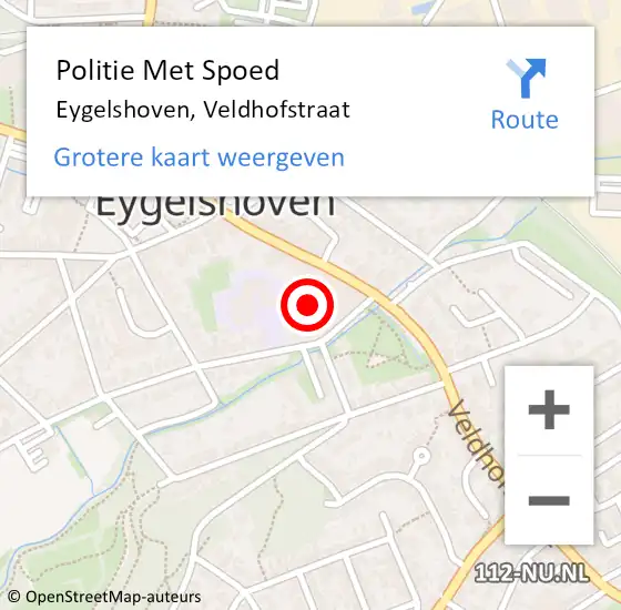 Locatie op kaart van de 112 melding: Politie Met Spoed Naar Eygelshoven, Veldhofstraat op 2 februari 2023 19:02