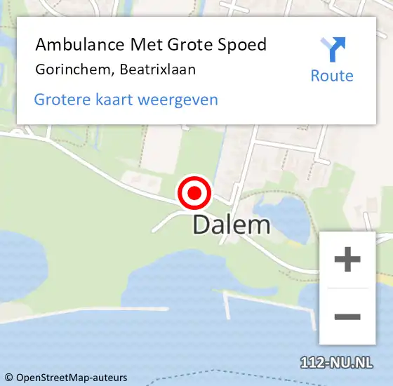 Locatie op kaart van de 112 melding: Ambulance Met Grote Spoed Naar Gorinchem, Beatrixlaan op 2 februari 2023 19:02