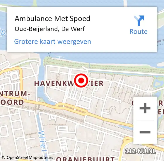 Locatie op kaart van de 112 melding: Ambulance Met Spoed Naar Oud-Beijerland, De Werf op 2 februari 2023 19:08