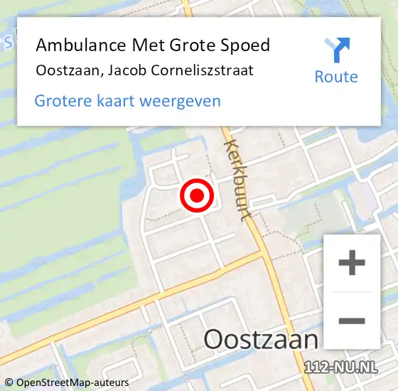 Locatie op kaart van de 112 melding: Ambulance Met Grote Spoed Naar Oostzaan, Jacob Corneliszstraat op 2 februari 2023 19:29