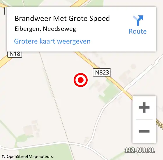 Locatie op kaart van de 112 melding: Brandweer Met Grote Spoed Naar Eibergen, Needseweg op 2 februari 2023 19:45