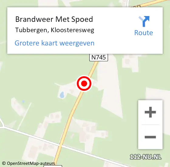 Locatie op kaart van de 112 melding: Brandweer Met Spoed Naar Tubbergen, Kloosteresweg op 2 februari 2023 20:01