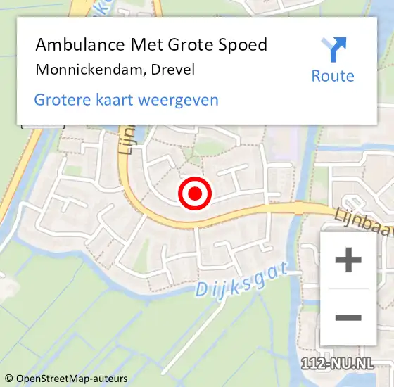Locatie op kaart van de 112 melding: Ambulance Met Grote Spoed Naar Monnickendam, Drevel op 2 februari 2023 20:26