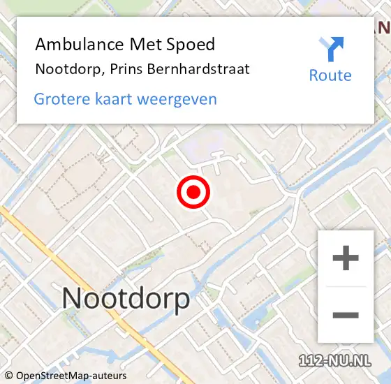 Locatie op kaart van de 112 melding: Ambulance Met Spoed Naar Nootdorp, Prins Bernhardstraat op 2 februari 2023 20:27