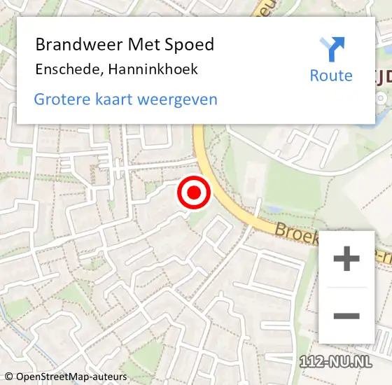 Locatie op kaart van de 112 melding: Brandweer Met Spoed Naar Enschede, Hanninkhoek op 2 februari 2023 20:34