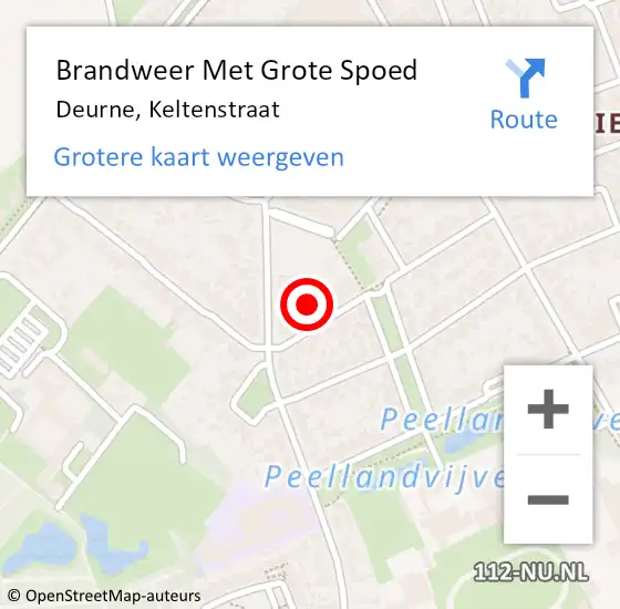 Locatie op kaart van de 112 melding: Brandweer Met Grote Spoed Naar Deurne, Keltenstraat op 2 februari 2023 21:06