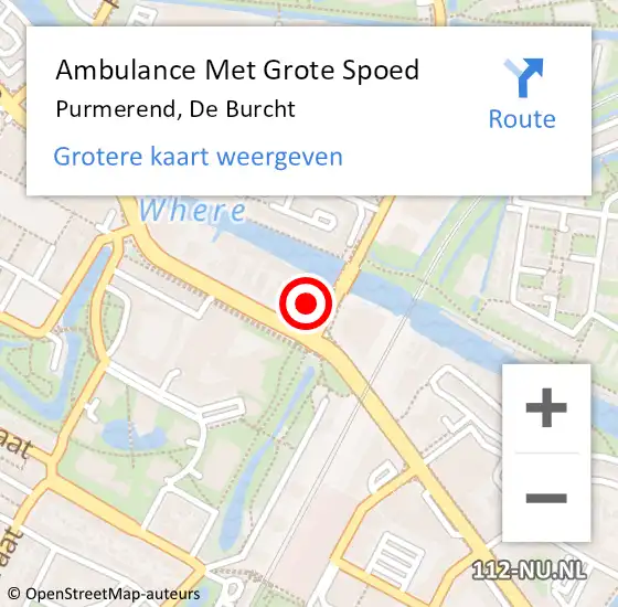 Locatie op kaart van de 112 melding: Ambulance Met Grote Spoed Naar Purmerend, De Burcht op 2 februari 2023 21:21