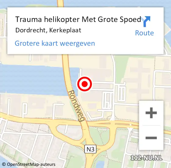 Locatie op kaart van de 112 melding: Trauma helikopter Met Grote Spoed Naar Dordrecht, Kerkeplaat op 2 februari 2023 21:52