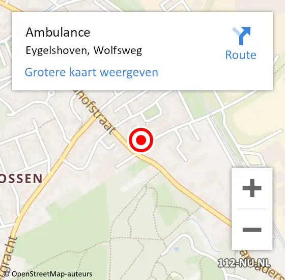 Locatie op kaart van de 112 melding: Ambulance Eygelshoven, Wolfsweg op 14 augustus 2014 10:18