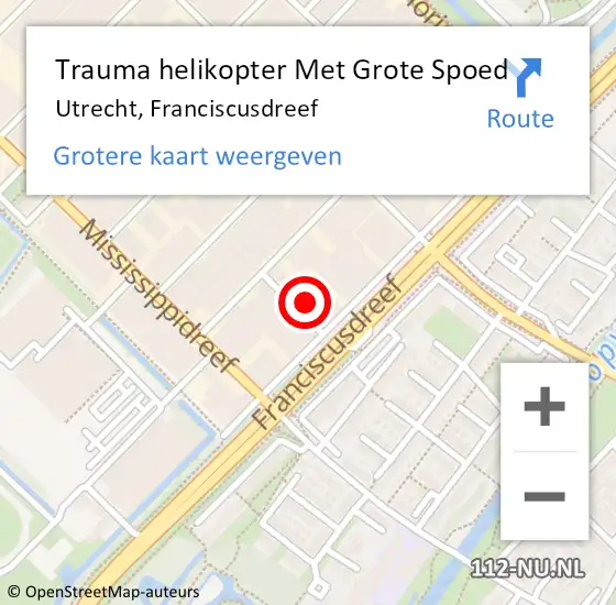 Locatie op kaart van de 112 melding: Trauma helikopter Met Grote Spoed Naar Utrecht, Franciscusdreef op 2 februari 2023 22:28