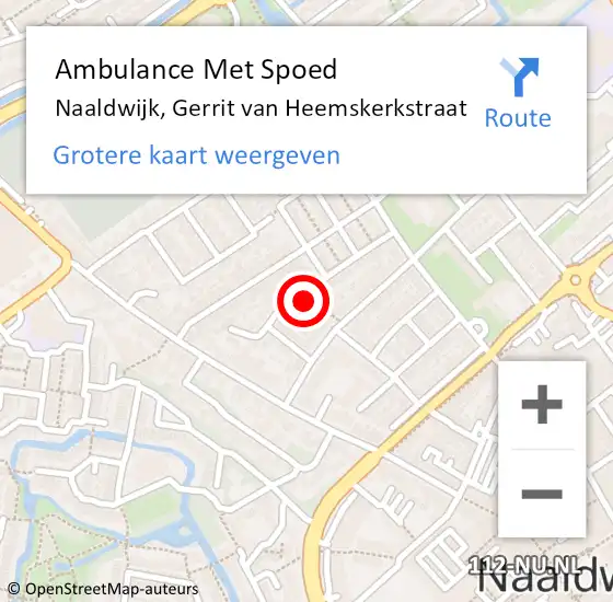 Locatie op kaart van de 112 melding: Ambulance Met Spoed Naar Naaldwijk, Gerrit van Heemskerkstraat op 2 februari 2023 23:57