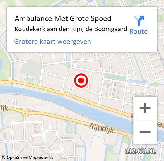 Locatie op kaart van de 112 melding: Ambulance Met Grote Spoed Naar Koudekerk aan den Rijn, de Boomgaard op 3 februari 2023 00:07