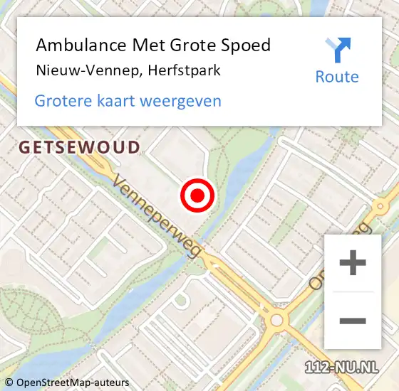 Locatie op kaart van de 112 melding: Ambulance Met Grote Spoed Naar Nieuw-Vennep, Herfstpark op 3 februari 2023 00:22