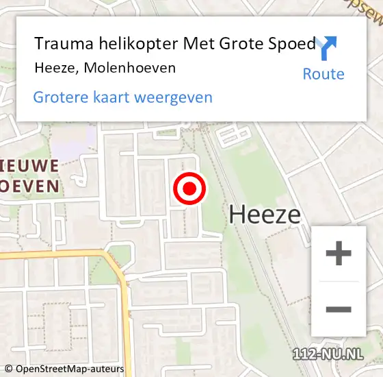 Locatie op kaart van de 112 melding: Trauma helikopter Met Grote Spoed Naar Heeze, Molenhoeven op 3 februari 2023 01:01