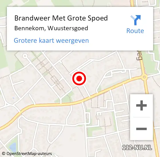 Locatie op kaart van de 112 melding: Brandweer Met Grote Spoed Naar Bennekom, Wuustersgoed op 3 februari 2023 01:07