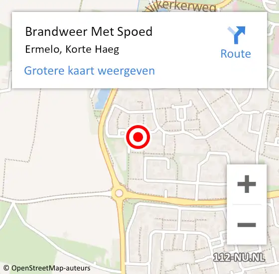 Locatie op kaart van de 112 melding: Brandweer Met Spoed Naar Ermelo, Korte Haeg op 3 februari 2023 01:08