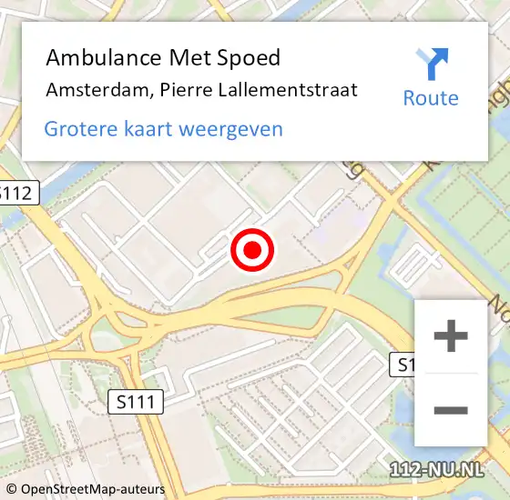 Locatie op kaart van de 112 melding: Ambulance Met Spoed Naar Amsterdam, Pierre Lallementstraat op 3 februari 2023 02:04