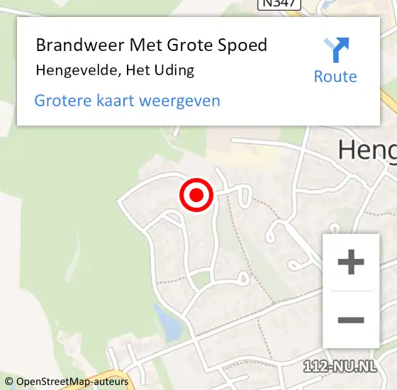 Locatie op kaart van de 112 melding: Brandweer Met Grote Spoed Naar Hengevelde, Het Uding op 3 februari 2023 03:13