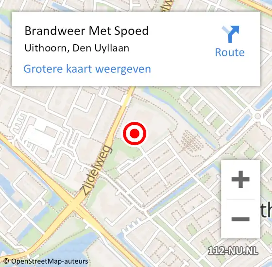 Locatie op kaart van de 112 melding: Brandweer Met Spoed Naar Uithoorn, Den Uyllaan op 3 februari 2023 03:17