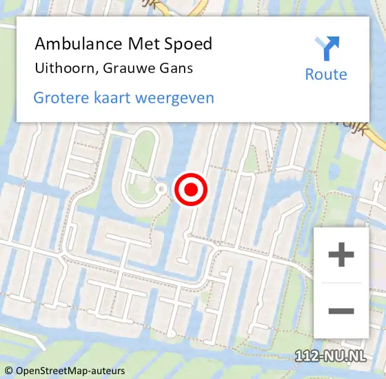 Locatie op kaart van de 112 melding: Ambulance Met Spoed Naar Uithoorn, Grauwe Gans op 3 februari 2023 03:57