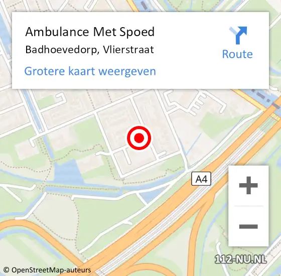 Locatie op kaart van de 112 melding: Ambulance Met Spoed Naar Badhoevedorp, Vlierstraat op 3 februari 2023 05:12