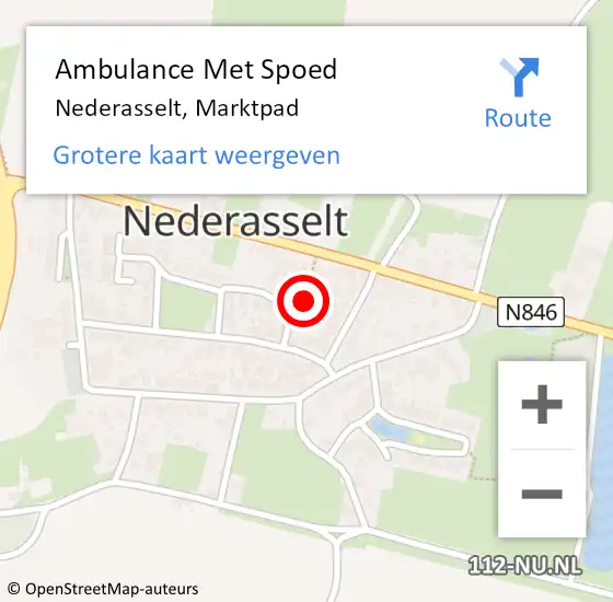 Locatie op kaart van de 112 melding: Ambulance Met Spoed Naar Nederasselt, Marktpad op 3 februari 2023 05:24