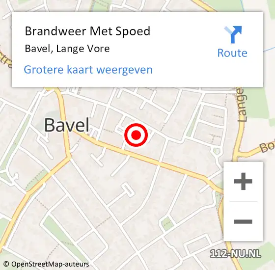 Locatie op kaart van de 112 melding: Brandweer Met Spoed Naar Bavel, Lange Vore op 3 februari 2023 07:39