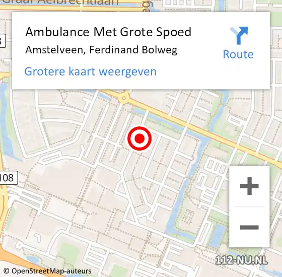 Locatie op kaart van de 112 melding: Ambulance Met Grote Spoed Naar Amstelveen, Ferdinand Bolweg op 3 februari 2023 07:42