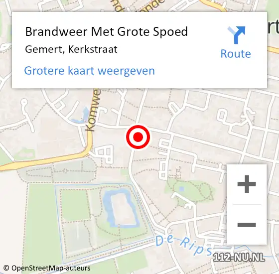 Locatie op kaart van de 112 melding: Brandweer Met Grote Spoed Naar Gemert, Kerkstraat op 3 februari 2023 07:49