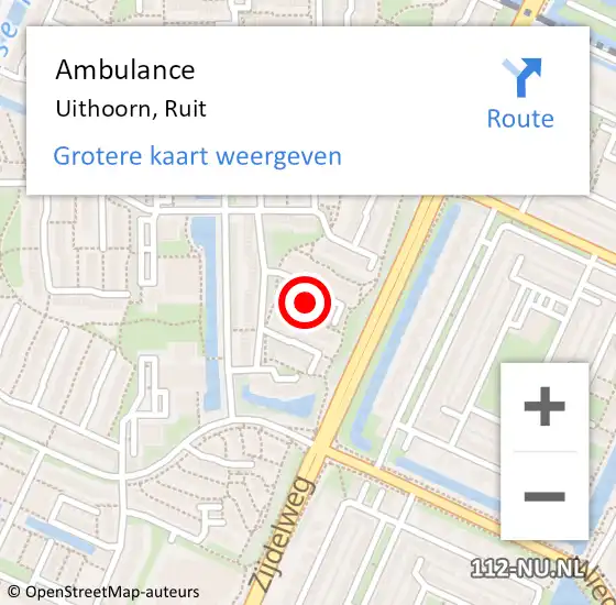 Locatie op kaart van de 112 melding: Ambulance Uithoorn, Ruit op 14 augustus 2014 10:38