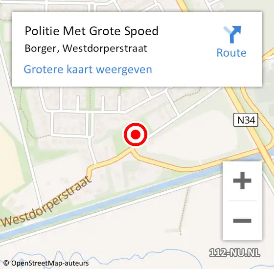 Locatie op kaart van de 112 melding: Politie Met Grote Spoed Naar Borger, Westdorperstraat op 3 februari 2023 08:02