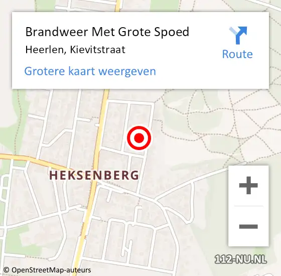 Locatie op kaart van de 112 melding: Brandweer Met Grote Spoed Naar Heerlen, Kievitstraat op 3 februari 2023 08:22