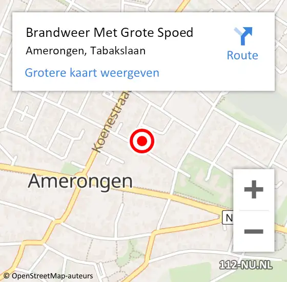 Locatie op kaart van de 112 melding: Brandweer Met Grote Spoed Naar Amerongen, Tabakslaan op 3 februari 2023 08:22