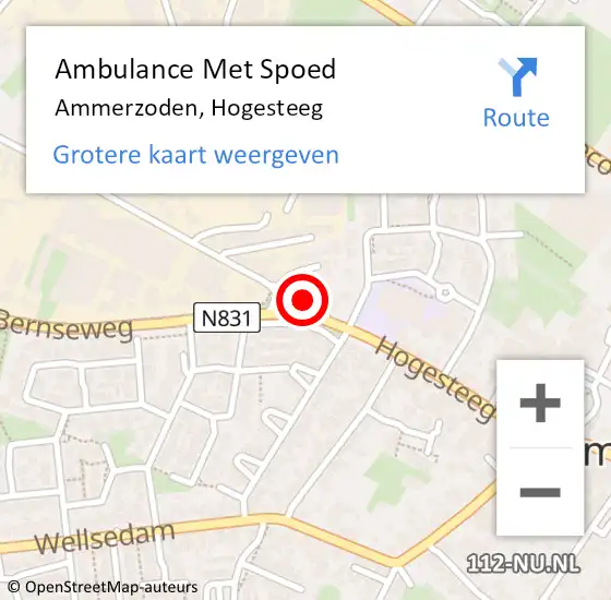 Locatie op kaart van de 112 melding: Ambulance Met Spoed Naar Ammerzoden, Hogesteeg op 3 februari 2023 09:16