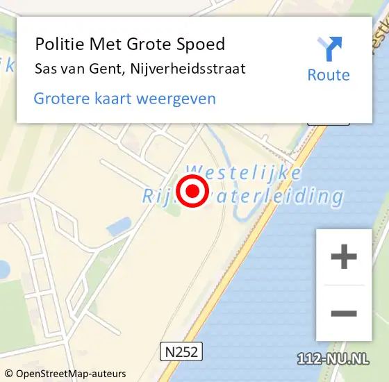 Locatie op kaart van de 112 melding: Politie Met Grote Spoed Naar Sas van Gent, Nijverheidsstraat op 3 februari 2023 09:37