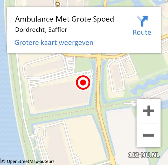 Locatie op kaart van de 112 melding: Ambulance Met Grote Spoed Naar Dordrecht, Saffier op 3 februari 2023 09:52