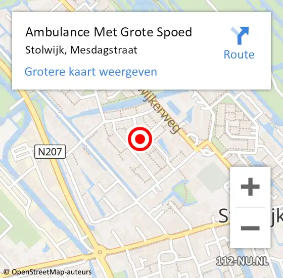 Locatie op kaart van de 112 melding: Ambulance Met Grote Spoed Naar Stolwijk, Mesdagstraat op 3 februari 2023 10:12