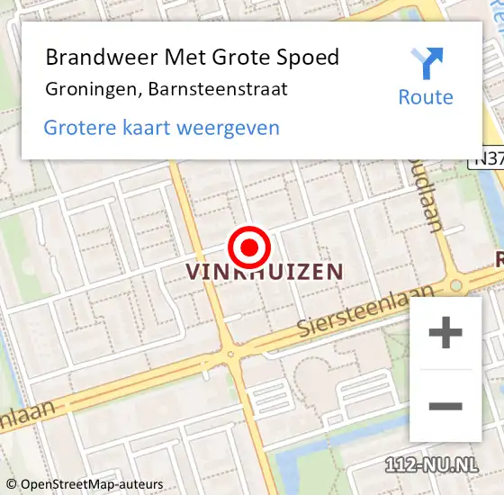 Locatie op kaart van de 112 melding: Brandweer Met Grote Spoed Naar Groningen, Barnsteenstraat op 3 februari 2023 10:26